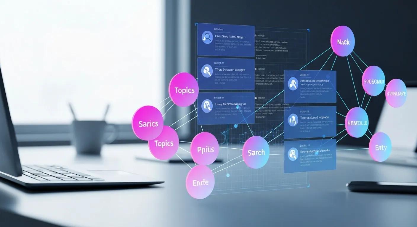 Visual representation of advanced semantic SEO concepts and benefits