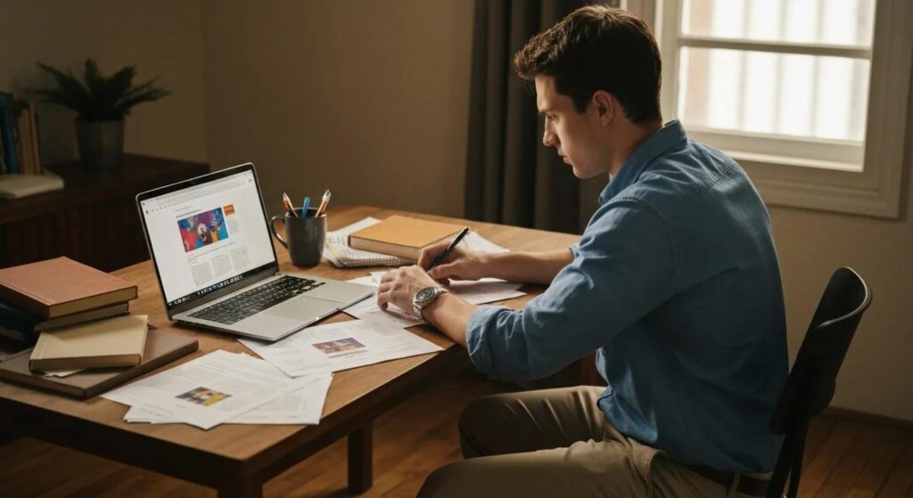 Digital workspace showcasing content optimisation tools and resources