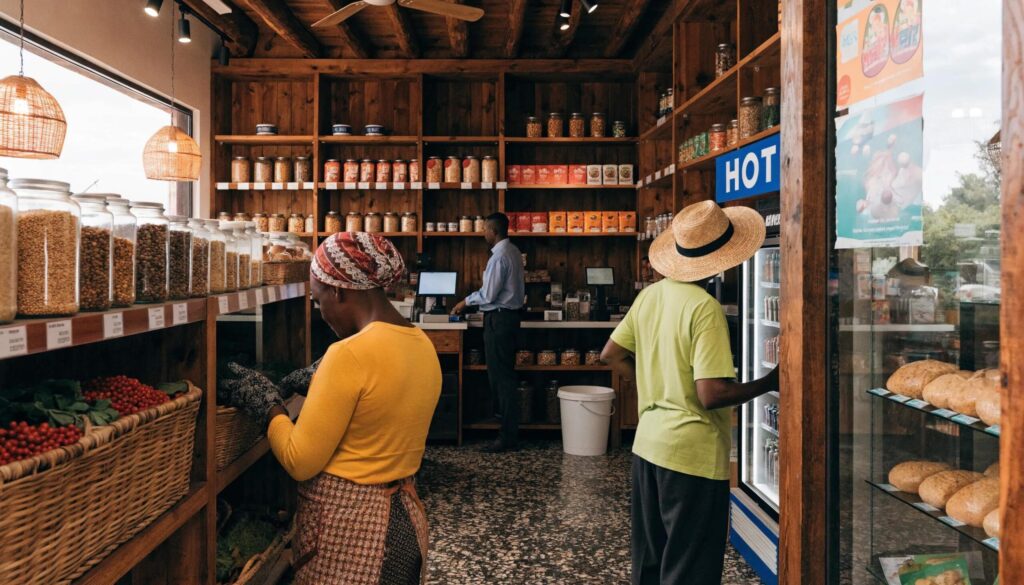 Interior view of a local Kenyan store highlighting product displays for WooCommerce optimisation