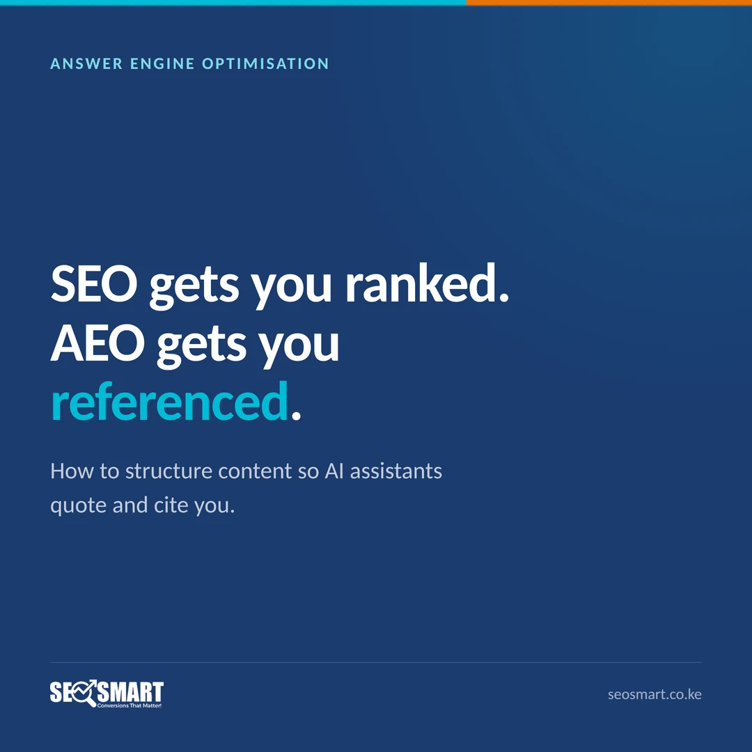Answer Engine Optimisation: SEO gets you ranked. AEO gets you referenced. How to structure content so AI assistants quote and cite you.