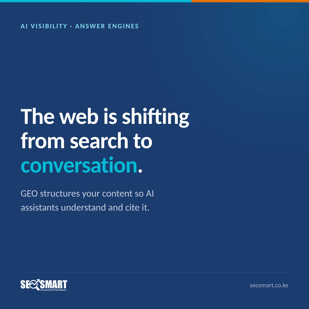 AI Visibility · Answer Engines: The web is shifting from search to conversation. GEO structures your content so AI assistants understand and cite it.