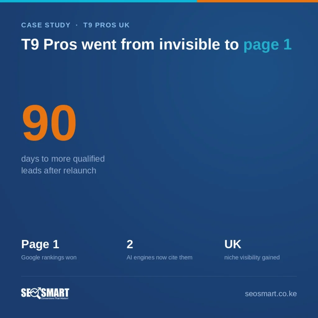 T9 Pros went from invisible to page 1 — SEO Smart